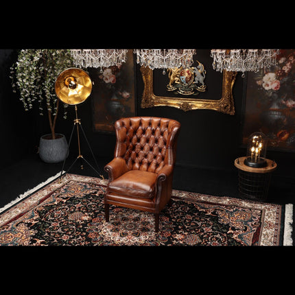 Mackenzie Tetrad Chesterfield Chair in Hand Antiqued Buffalo Leather