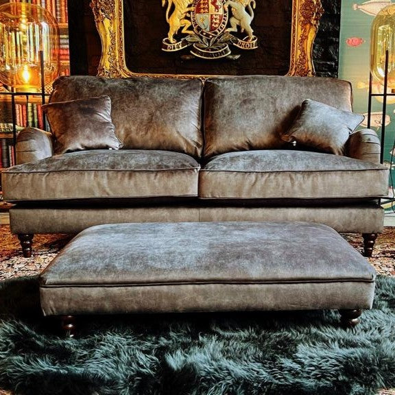 Champagne deals velvet sofa