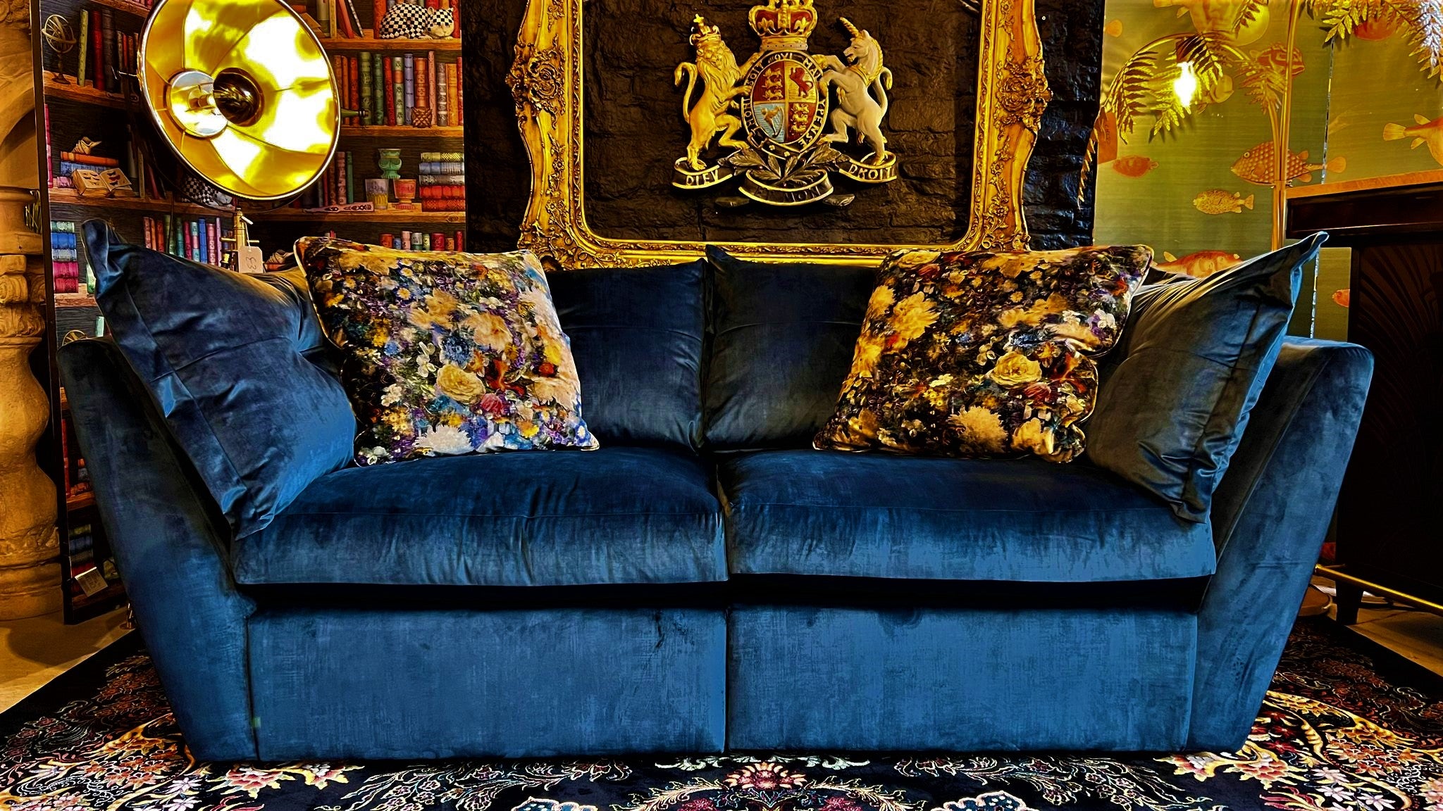 Blue shop floral sofa