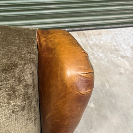 Theodore Wingback Chair in Saddle Tan & Derwent Olive - Ex Display