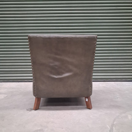 Sebastian Buttoned Armchair Green in Leather - Factory Second