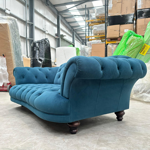 Oskar 3 Seater Sofa Velvet Blue Kingfisher - Clearance
