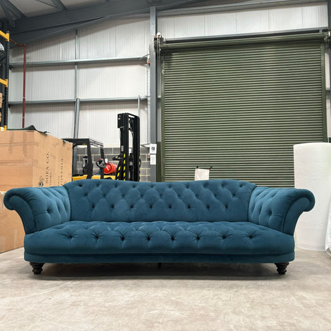 Oskar 5 Seater Sofa in Kingfisher Blue Velvet