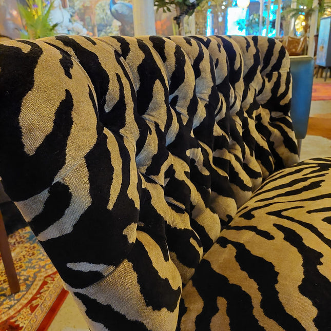 Selfridges Buttoned Dining Bench in Zebra Cream