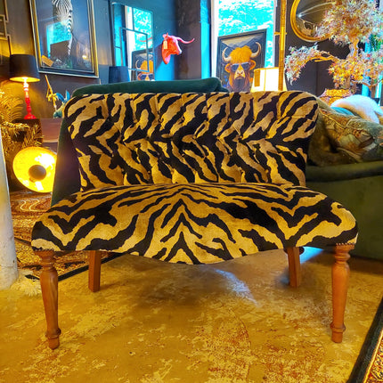 Selfridges Buttoned Dining Bench in Zebra Cream