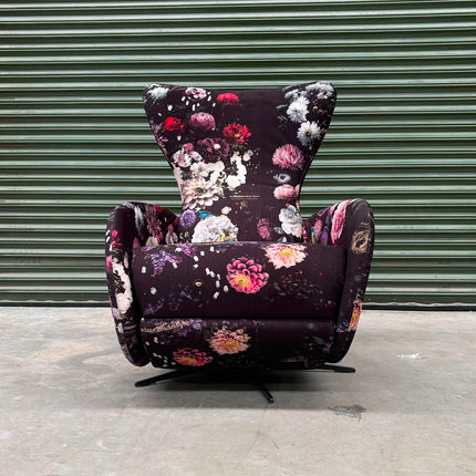Fama Mondrian Manual Recliner Armchair in Floral Paradise Velvet - Ex Display
