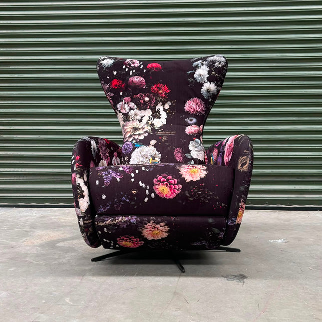 Fama Mondrian Manual Recliner Armchair in Floral Paradise Velvet - Ex Display