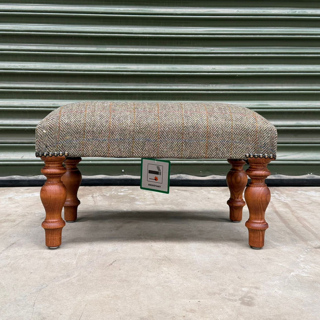 Selfridges Extra Small Footstool in Harris Tweed Green - Clearance