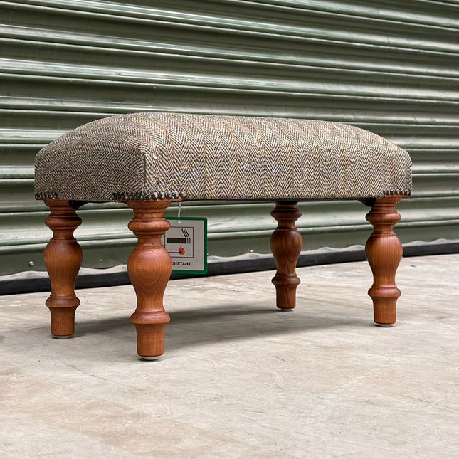 Selfridges Extra Small Footstool in Harris Tweed Green - Clearance