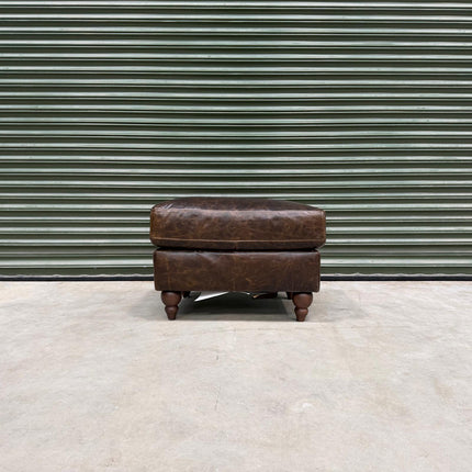 Benji in Leather Footstool / Chocolate Leather - Ex Display