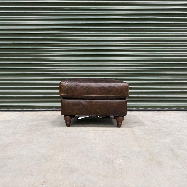 Benji in Leather Footstool / Chocolate Leather - Ex Display