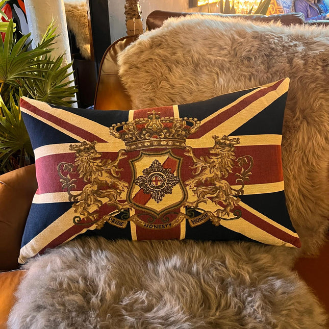 Cushion Union Jack Crest Bolster Feather Filled (65cm x 45cm)