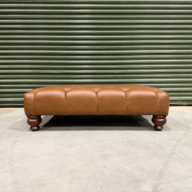Bertie Footstool in Cognac Leather - Ex Display