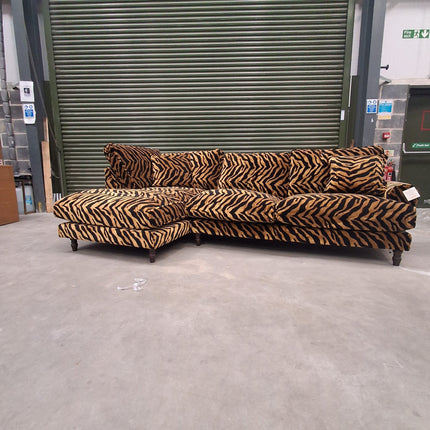Dopamine Left Hand Facing Chaise in Zebra Gold - Factory Seconds
