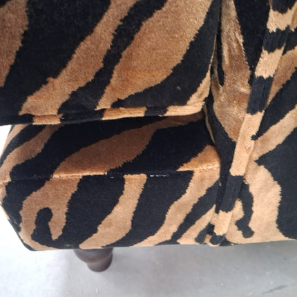 Dopamine Loveseat Snuggler in Zebra Gold Velvet - Factory Seconds