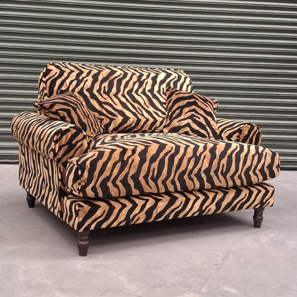 Dopamine Loveseat Snuggler in Zebra Gold Velvet - Factory Seconds