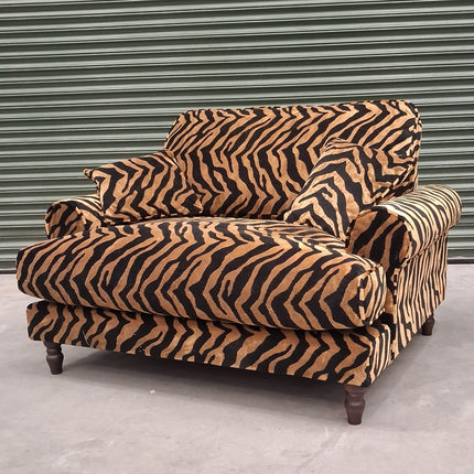 Dopamine Loveseat Snuggler in Zebra Gold Velvet - Factory Seconds