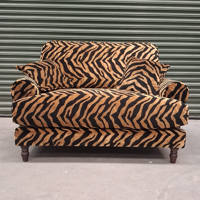 Dopamine Loveseat Snuggler in Zebra Gold Velvet - Factory Seconds