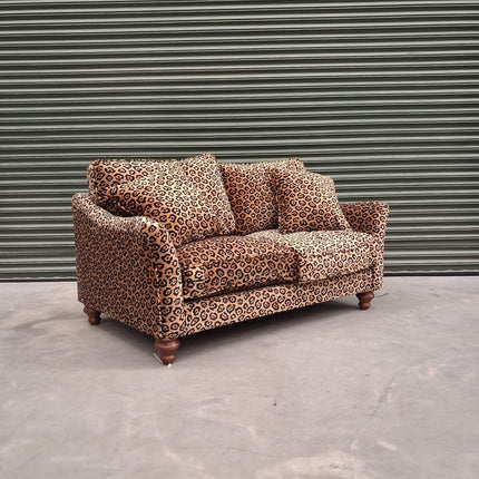 Bugsby 2 Seater Fitted Back Sofa in Leopard Gold Velvet- Clearance