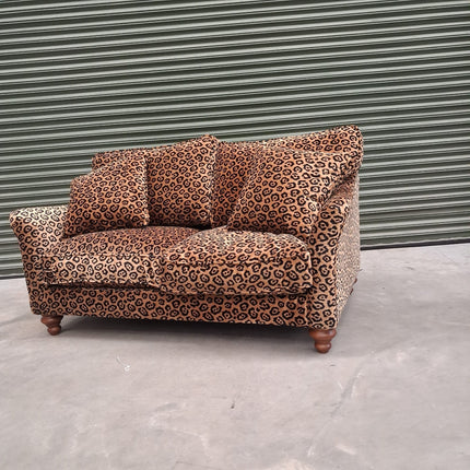 Bugsby 2 Seater Fitted Back Sofa in Leopard Gold Velvet- Clearance