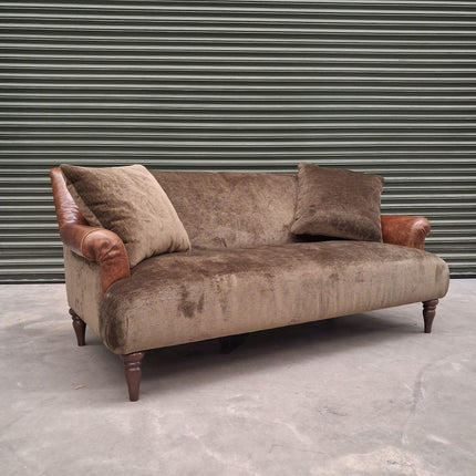 Armitage 3 Seater Sofa in Derwent Olive and Saddle Tan Leather- Ex Display