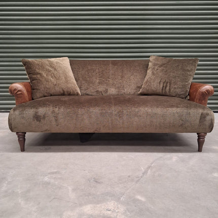 Armitage 3 Seater Sofa in Derwent Olive and Saddle Tan Leather- Ex Display