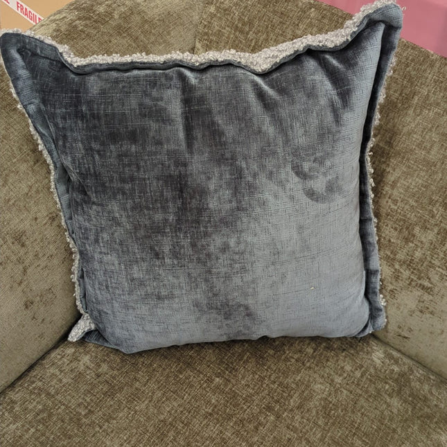 Hepburn Half and Half 60cm x 60cm Scatter Cushions in Kairo Charcoal and Larry Thunder - Clearance
