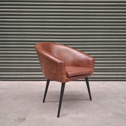 Peter Dining Chair in Cuba Tan Leather - Factory Seconds