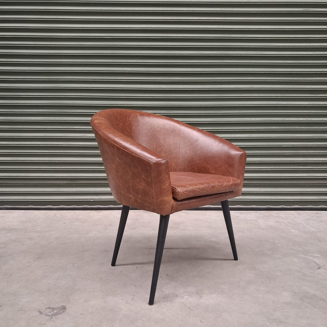 Peter Dining Chair in Cuba Tan Leather - Factory Seconds