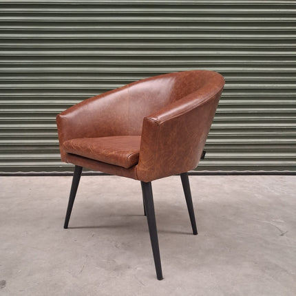 Peter Dining Chair in Cuba Tan Leather - Factory Seconds