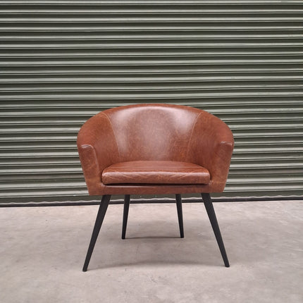 Peter Dining Chair in Cuba Tan Leather - Factory Seconds
