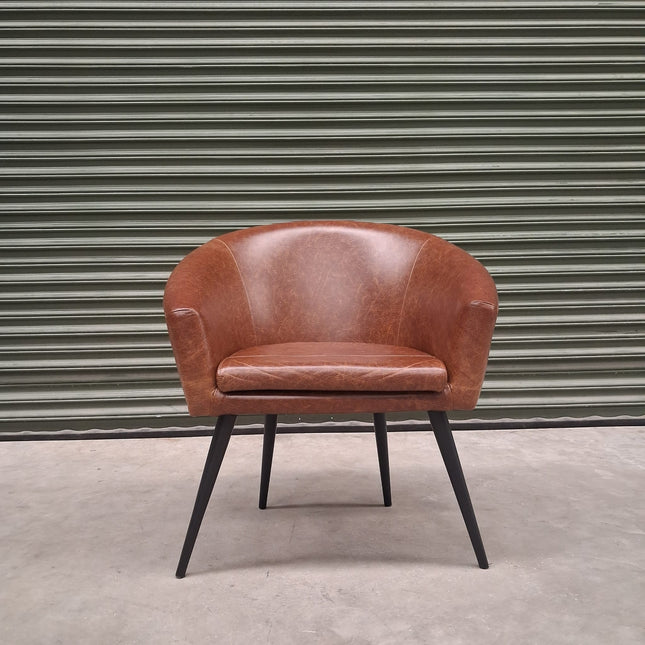 Peter Dining Chair in Cuba Tan Leather - Factory Seconds