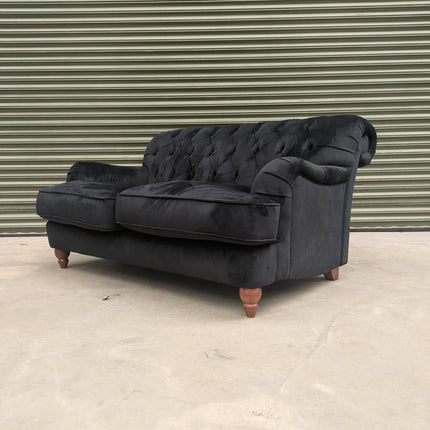 Eaton 2 Seater Sofa in Plush Ebony Velvet- Ex Display