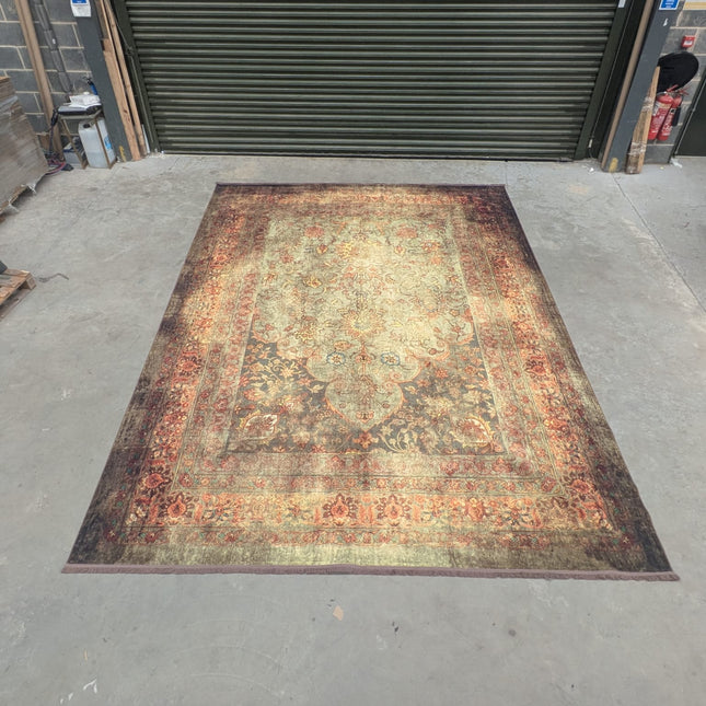 Extra Large Rug Distressed Moss Green - Ex Display