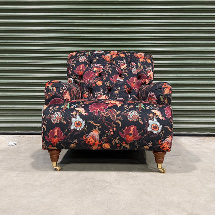 Eaton Armchair in Fantasia Floral and Black Ebony Velvet - Clearance