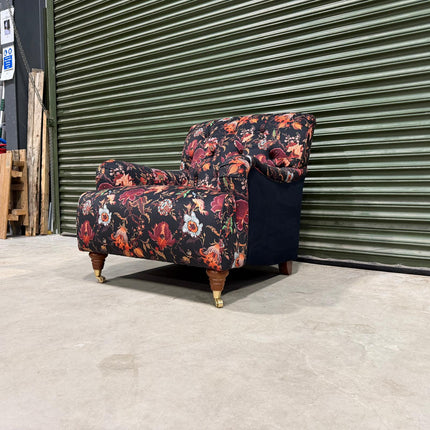 Eaton Armchair in Fantasia Floral and Black Ebony Velvet - Clearance