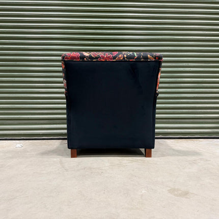 Eaton Armchair in Fantasia Floral and Black Ebony Velvet - Clearance