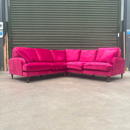 Albert 2 Corner 2 Sofa in Pink Cerise Velvet - Factory Seconds