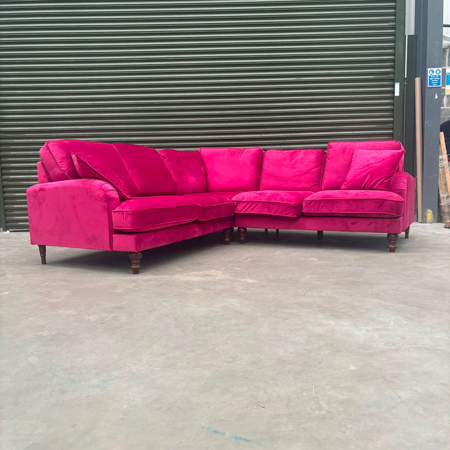 Albert 2 Corner 2 Sofa in Pink Cerise Velvet - Factory Seconds
