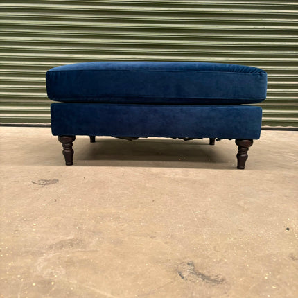 Verity Footstool in Navy Orbit  Velvet- Clearance