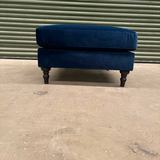 Verity Footstool in Navy Orbit  Velvet- Clearance