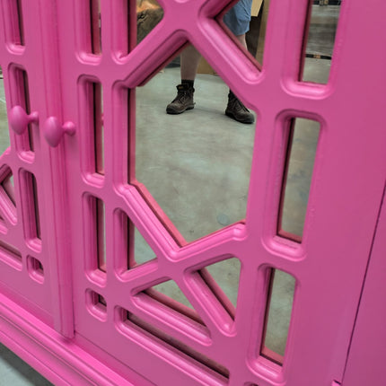 Hot Pink Mirrored Cabinet - The Pink Duchess - Ex Display