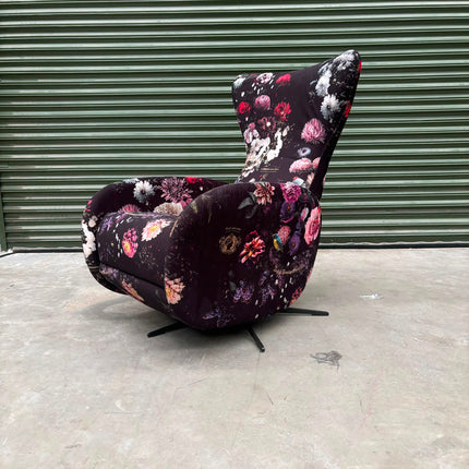 Fama Mondrian Manual Recliner Armchair in Floral Paradise Velvet - Ex Display