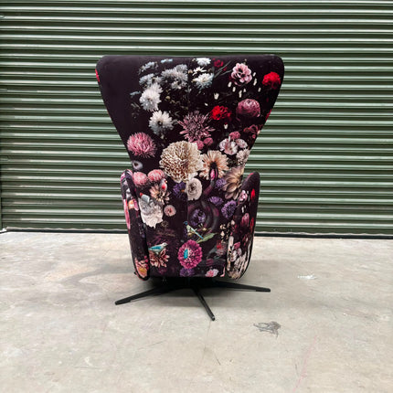 Fama Mondrian Manual Recliner Armchair in Floral Paradise Velvet - Ex Display