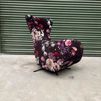 Fama Mondrian Manual Recliner Armchair in Floral Paradise Velvet - Ex Display