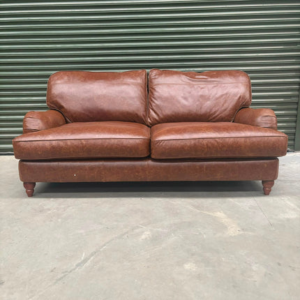 Charles 3 Seater Sofa in Cuba Tan Leather - Ex Display