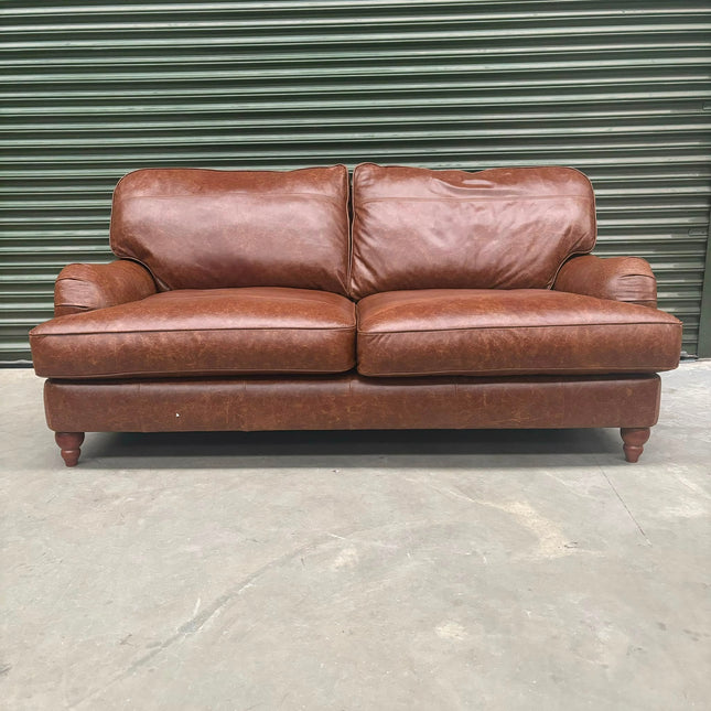 Charles 3 Seater Sofa in Cuba Tan Leather - Ex Display