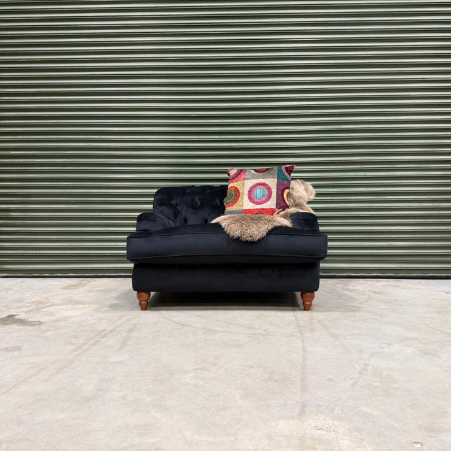 Eaton Chesterfield 2 Seater Sofa in Plush Ebony Velvet - Ex-Display