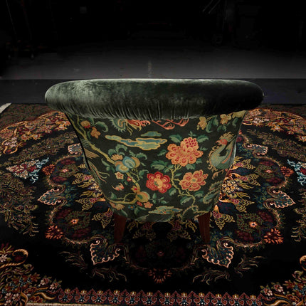 Grace Spink & Edgar Wing Chair in Orchid Emerald & Chifu Charcoal