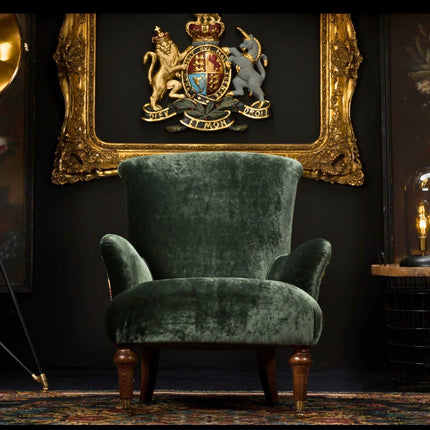 Grace Spink & Edgar Wing Chair in Orchid Emerald & Chifu Charcoal